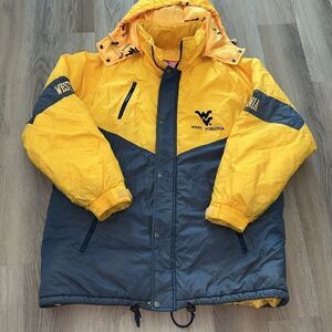 West Virginia Mountaineers Puffer Puffy Vintage Winter Jacket Parka Basketball